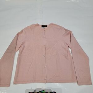 Pink Button-Up Cashmere Cardigan